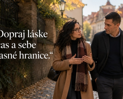 Dvojica si počas prechádzky ujasňuje svoje predstavy. Citát: Dopraj láske čas a sebe jasné hranice.