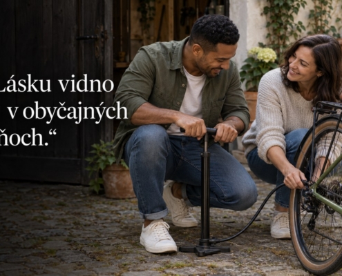 Láska prejavená obyčajnou vzájomnou pomocou. Citát: Lásku vidno aj v obyčajných dňoch.